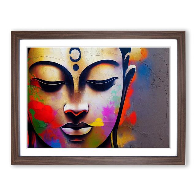 Paint Drip Buddha Vol.2 - Picture Frame Graphic Art Latitude Vive Size: 25cm H x 34cm W x 2cm D, Frame Colour: Walnut on Productcaster.