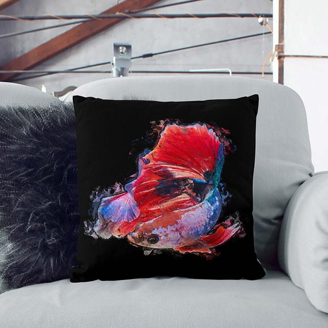 Eye-Catching Red and Blue Fish Cushion with Filling East Urban Home Size: 45cm H x 45cm W x 15cm D, Backing Colour: Black on Productcaster.