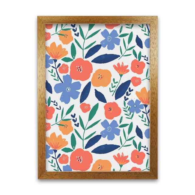 Bold Floral All over Pattern by Laura Irwin - Graphic Art Print on Paper 17 Stories Size: 29.7cm H x 21cm W x 3cm D, Frame Option: Oak Framed on Productcaster.