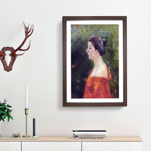 Women in Red Clothing by Kuroda Seiki - Picture Frame Painting Print East Urban Home Frame Option: Walnut Framed, Size: 36cm H x 27cm W x 2cm D on Productcaster.