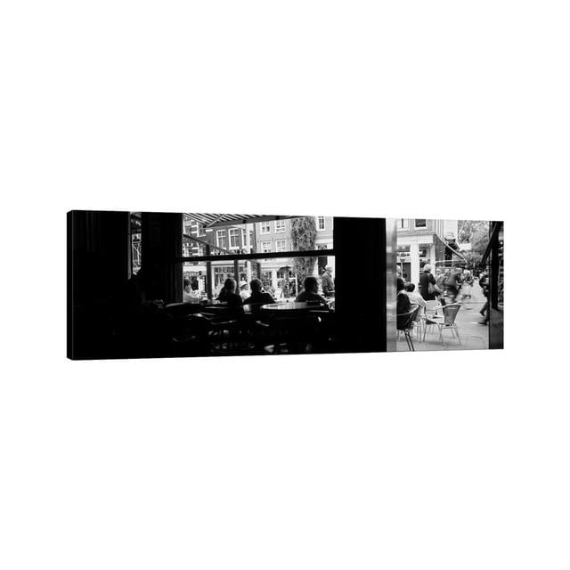 View From A Café In B And W - Wrapped Canvas Panoramic Print Brayden Studio Size: 12cm H x 36cm W x 1cm D on Productcaster.