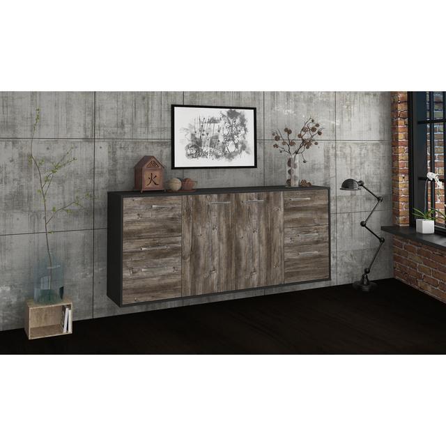 Babrow sideboard, flying/metal handles, size: 180 x 79 x 35cm Brayden Studio Colour: Driftwood/Anthracite on Productcaster.