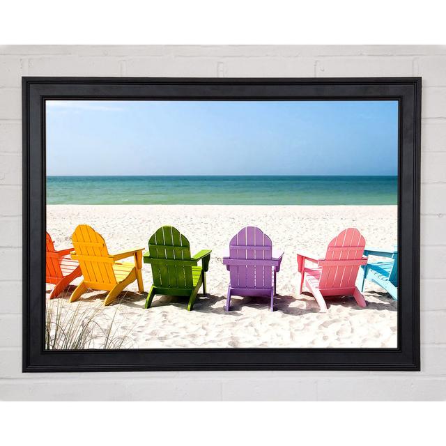 Beach Chairs Line-Up Framed Print Highland Dunes Size: 21cm H x 29.7cm W on Productcaster.