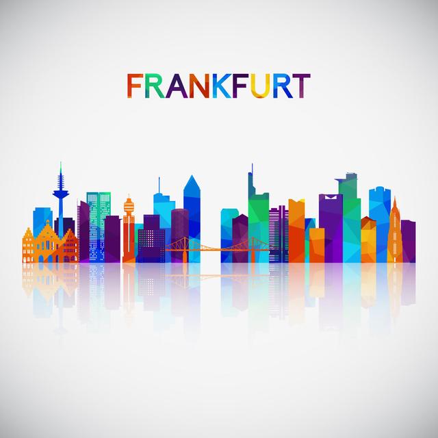 Throop Frankfurt Skyline Silhouette by Greens87 - Print Latitude Run Size: 76cm H x 76cm W x 3.8cm D on Productcaster.