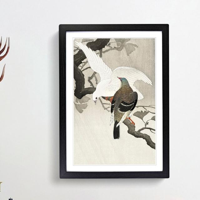 Two Pigeons on a Branch by Ohara Koson - Picture Frame Painting Print East Urban Home Size: 36cm H x 27cm W x 2cm D, Frame Option: Black Framed on Productcaster.