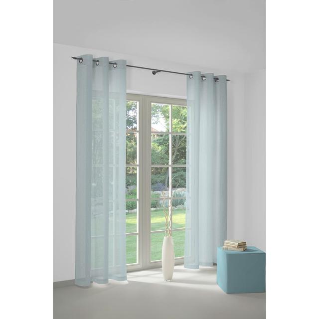 Sunday 82% Polyester And 18% Cotton Semi Sheer Grommet / Eyelet Curtain Panel Wirth Panel Size: 142cm Width x 295cm Drop, Curtain Colour: Blue on Productcaster.