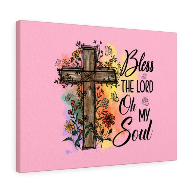 Bless the Lord - Wrapped Canvas Typography Blue Elephant on Productcaster.