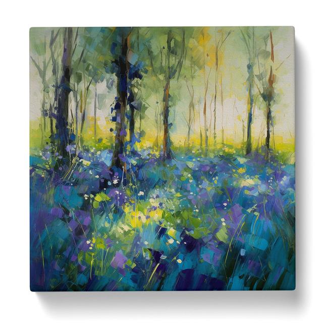 Bluebell Field Gestural Art No.3 - Art Prints Marlow Home Co. Size: 50cm H x 50cm W x 3cm D on Productcaster.