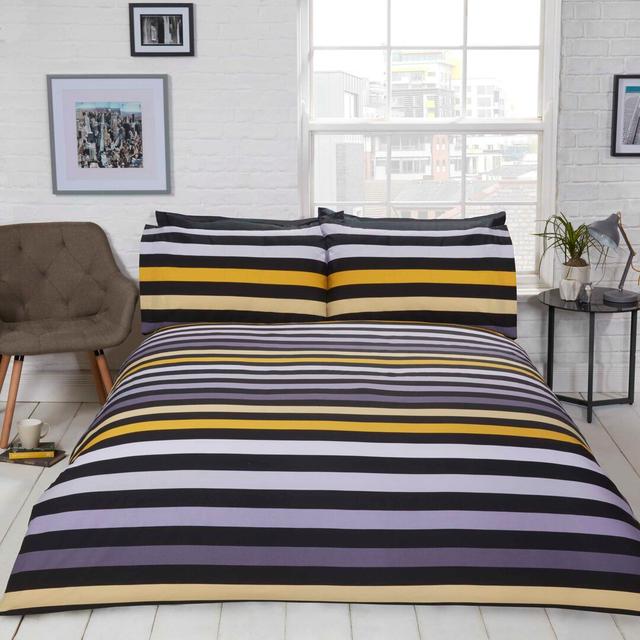 Holvens 132 TC Reversible Duvet Cover Set 17 Stories Size: Kingsize - 2 Standard Pillowcases, Colour: Ochre on Productcaster.