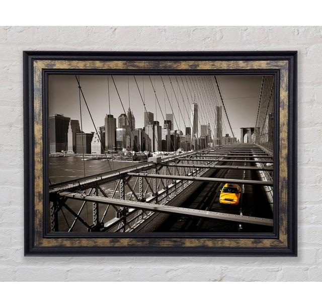 Bridge Yellow Cab Leaving NYC - Single Picture Frame Art Prints Bright Star Size: 21cm H x 42cm W x 8cm D on Productcaster.