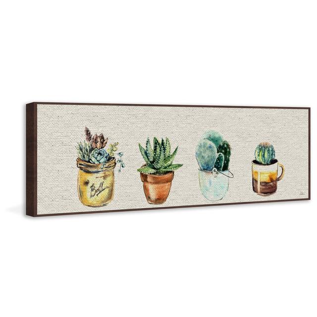 Cuatro Cactus by Julia Posokhova - Floater Frame Graphic Art Print on Canvas East Urban Home Size: 25cm H x 76cm W x 4cm D on Productcaster.