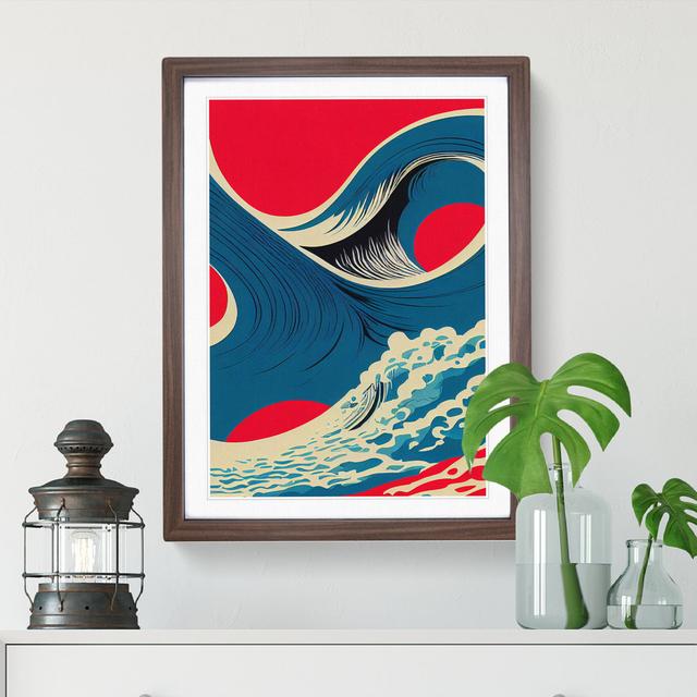 Pop Art Ocean Wave No.1 House of Hampton Frame Colour: Walnut, Size: 46cm H x 34cm W on Productcaster.