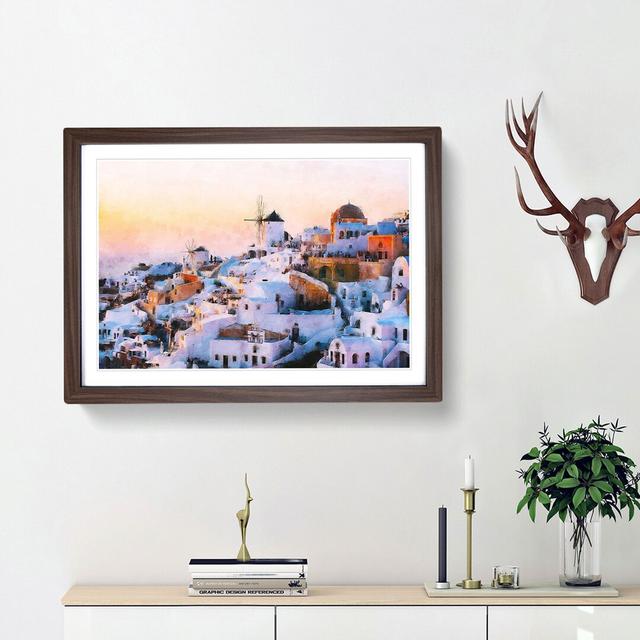 Oia Santorini Skyline in Greece - Picture Frame Graphic Art Print East Urban Home Size: 45cm H x 63cm W x 2cm D, Frame Option: Walnut Framed on Productcaster.