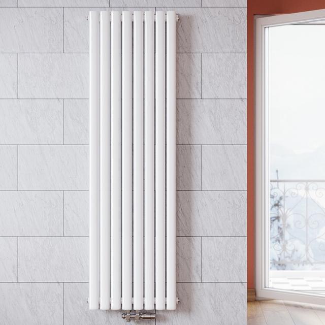 Vertical Oval Panel Radiators Sonni Colour: White/Chrome, Size: 180 cm H x 59 cm W on Productcaster.