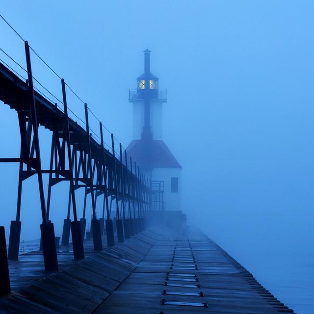 Lighthouse at Night I by James McLoughlin - Wrapped Canvas Photograph Longshore Tides Size: 122cm H x 122cm W on Productcaster.