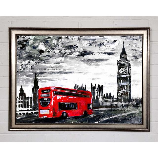 Big Ben Red Bus - Print Ebern Designs Size: 42cm H x 59.7cm W x 1.5cm D, Format: Gunmetal Framed Paper on Productcaster.