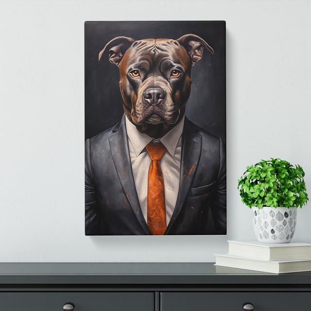 Staffordshire Bull Terrier in a Suit Painting No.4 Happy Larry Size: 50cm H x 35cm W x 3cm D on Productcaster.