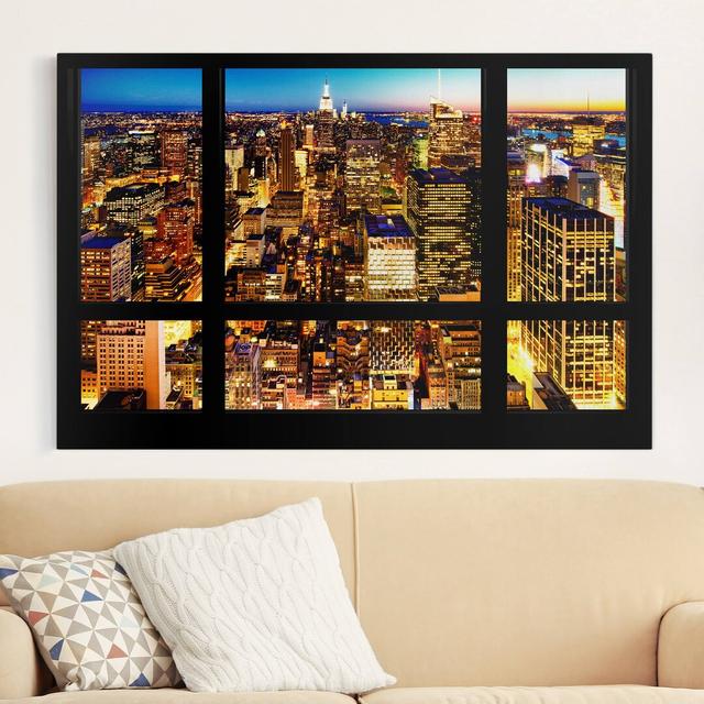 Window View of New York at Night by Philippe Hugonnard - Wrapped Canvas Graphic Art Ebern Designs Size: 40cm H x 60cm W on Productcaster.