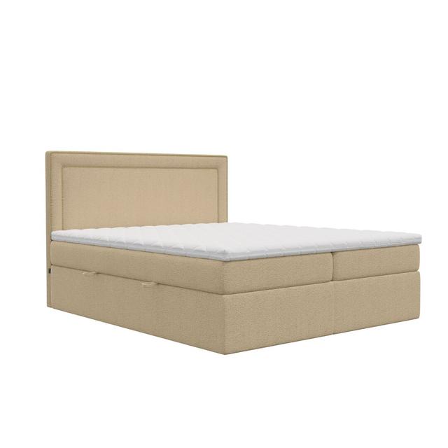 Boxspringbett Boretti mit Topper und Stauraum Brayden Studio Größe: 200 × 200 cm, Farbe: Dark Beige on Productcaster.