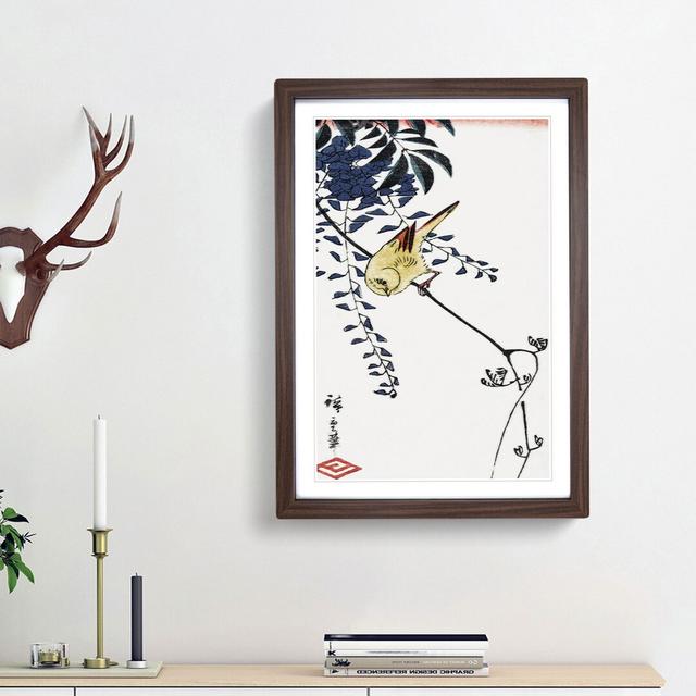 Canary and Wisteria by Utagawa Hiroshige - Picture Frame Painting Print East Urban Home Size: 36cm H x 27cm W x 2cm D, Frame Option: Walnut Framed on Productcaster.