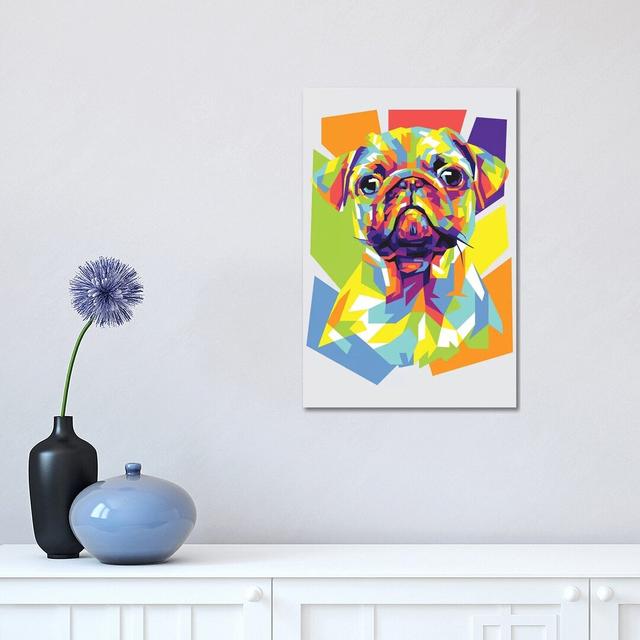 Pug by Dayat Banggai - Print on Canvas Ebern Designs Format: Wrapped Canvas, Size: 45.72cm H x 30.48cm W x 1.91cm D on Productcaster.