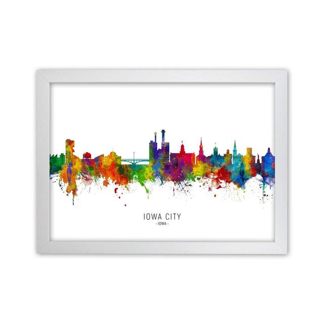 Iowa City Iowa Skyline by Michael Tompsett - Graphic Art Ebern Designs Size: 64cm H x 88cm W x 3cm D, Format: White Framed on Productcaster.