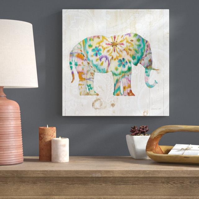 Boho Paisley Elephant I by Danhui Nai - Unframed Graphic Art Print on Canvas Blue Elephant Size: 51cm H x 51cm W x 3.8cm D on Productcaster.