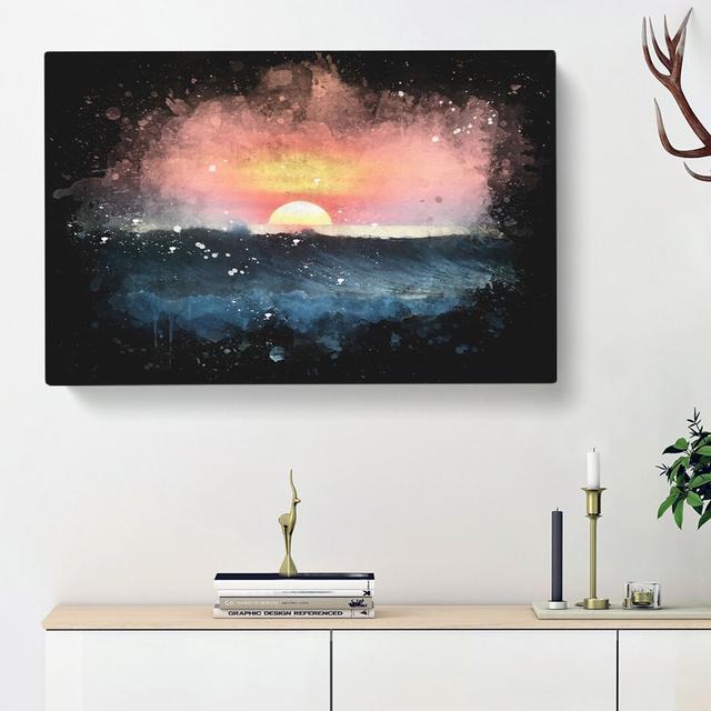 Pink Sunset In Costa Rica - Wrapped Canvas Print East Urban Home Size: 60cm H x 91cm W x 3cm D on Productcaster.