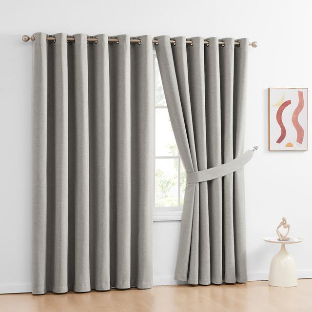 Saarya Polyester Room Darkening Grommet / Eyelet Curtain Panel Pair 17 Stories Curtain Colour: Beige, Panel Size: 66cm Width x 54cm Drop on Productcaster.