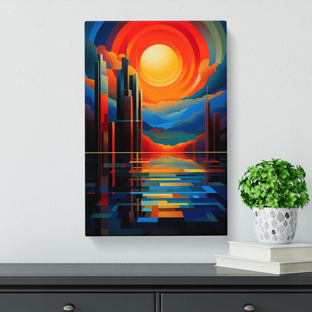 Art Deco Sunset Orphism - Wrapped Canvas Art Prints Marlow Home Co. Size: 60cm H x 40cm W x 3cm D on Productcaster.