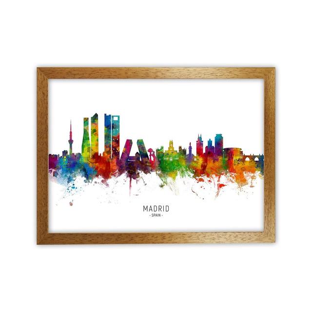 Madrid Spain Skyline by Michael Tompsett - Print Ebern Designs Size: 34cm H x 46cm W x 3cm D, Format: Brown Framed on Productcaster.