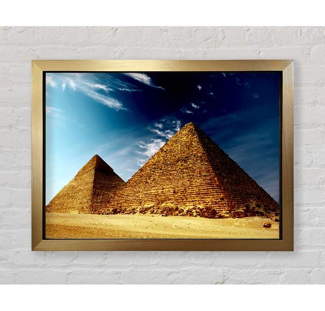 Pyramids Cairo Egypt Framed Print Gracie Oaks Size: 118.9cm H x 141.4cm W x 3.4cm D, Format: Gold Framed Paper on Productcaster.