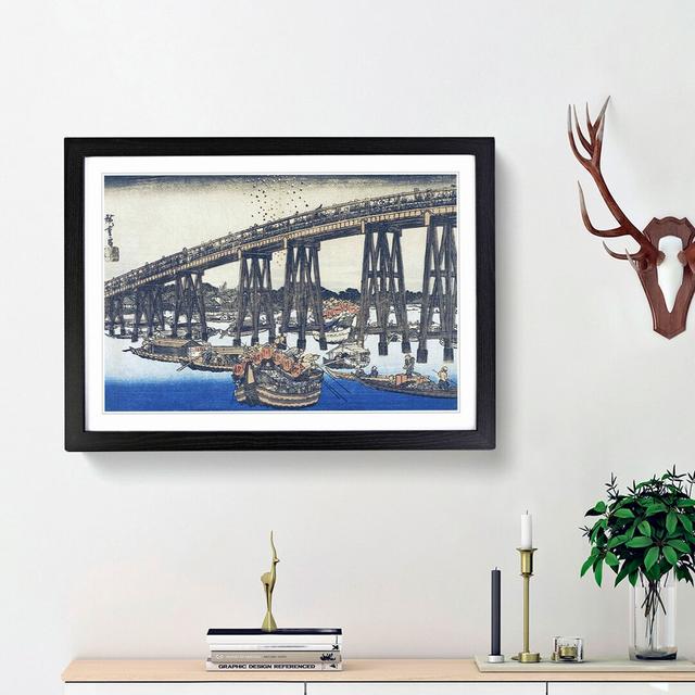 Noryo Cooling off at Ryogoku Bridge by Utagawa Hiroshige - Picture Frame Painting Print East Urban Home Size: 27cm H x 36cm W x 2cm D, Frame Option: B on Productcaster.