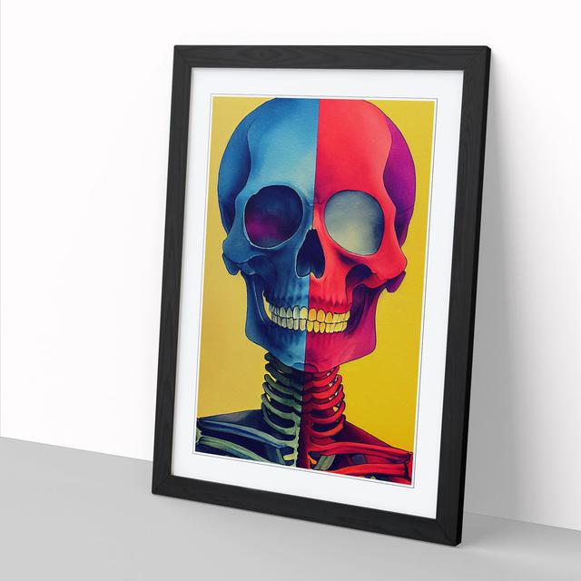 Watercolour Skull Vol.1 - Print Happy Larry Size: 64cm H x 46cm W x 2cm D, Frame Option: Walnut on Productcaster.