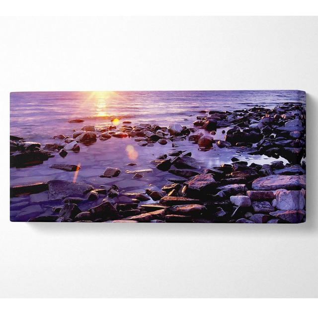 Ocean Pebble Sunrise - Wrapped Canvas Art Prints Highland Dunes Size: 50.8cm H x 121.9cm W x 10cm D on Productcaster.