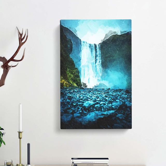 Waterfall Path in Iceland in Abstract - Wrapped Canvas Graphic Art Print East Urban Home Size: 91cm H x 60cm W x 3cm D on Productcaster.