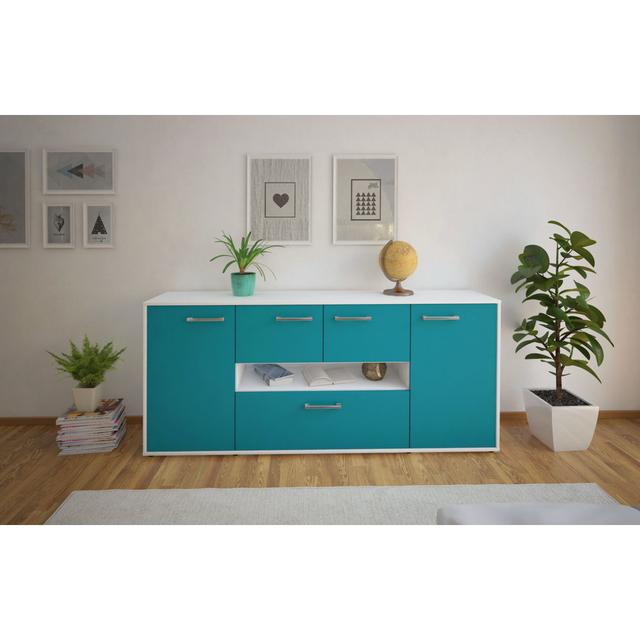 Sideboard Leisy 17 Stories Farbe (Korpus/Front): Türkis/ Weiß on Productcaster.