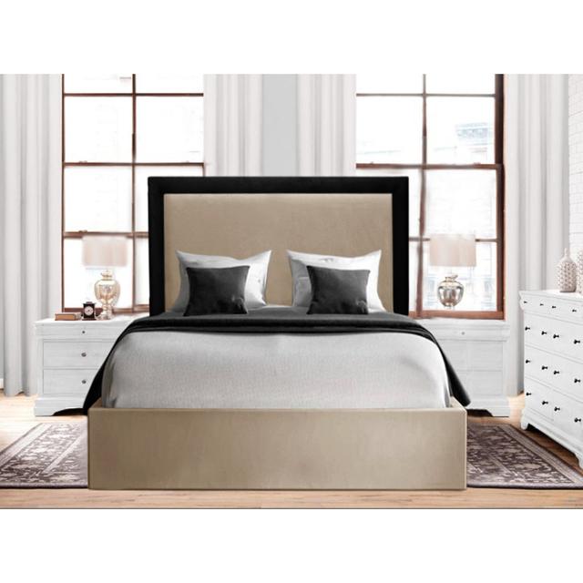 Alando Upholstered Panel Bed Canora Grey Colour: Coffee/Black, Size: Double (4'6) on Productcaster.