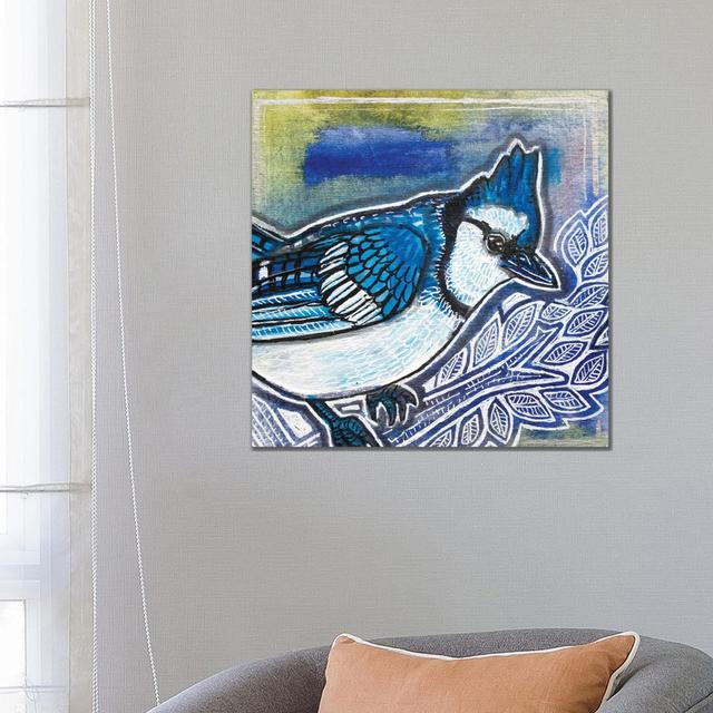 Blue Jay by Lynnette Shelley - Painting on Canvas Rosalind Wheeler Format: Wrapped Canvas, Size: 66.04cm H x 66.04cm W x 3.81cm D on Productcaster.