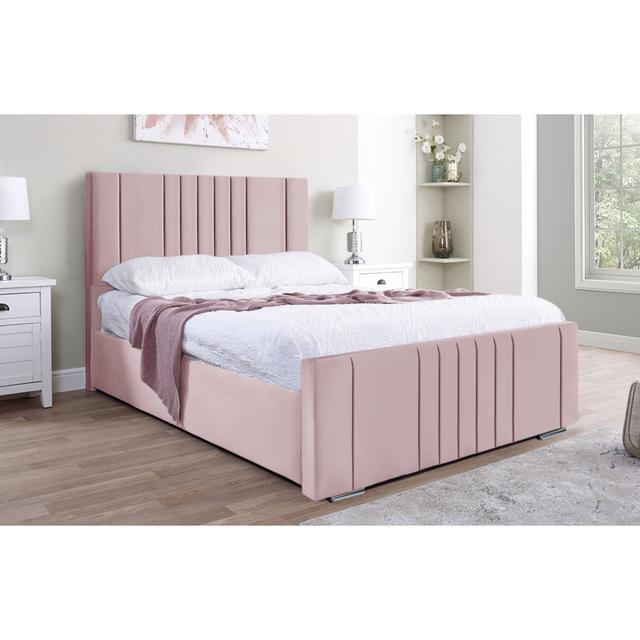 Agaro Upholstered Bed Latitude Run Size: Small Double (4'), Colour: Pink on Productcaster.