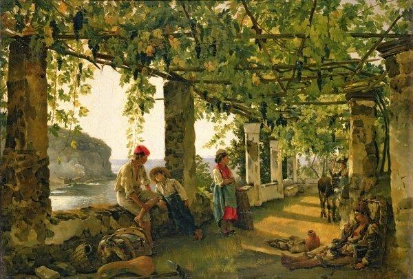 Verandah with Twisted Vines, 1828 by Silvestr Fedosievich Shchedrin Art Print East Urban Home Size: 40cm H x 50cm W x 2.3cm D, Format: Black Framed on Productcaster.