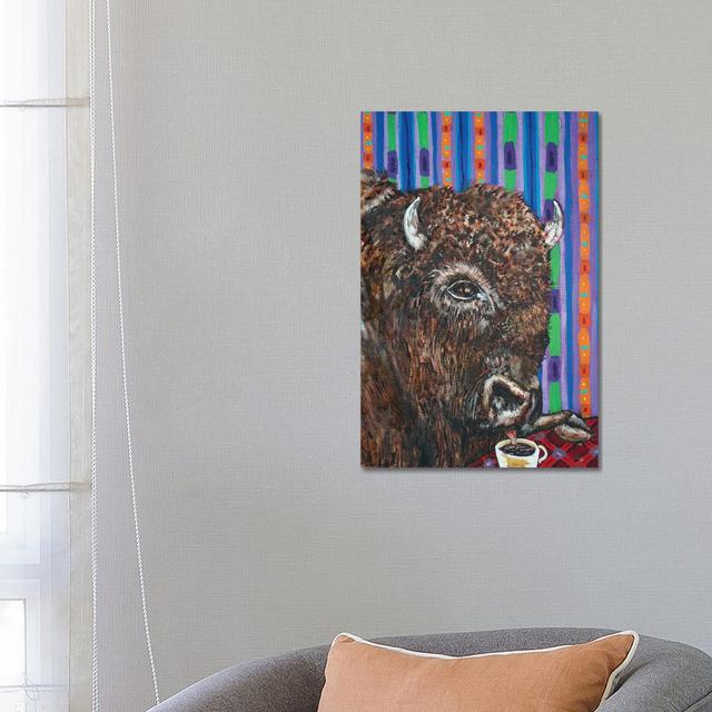 Bison Coffee by Jay Schmetz - Wrapped Canvas Graphic Art Union Rustic Size: 66.04cm H x 45.72cm W x 3.81cm D on Productcaster.