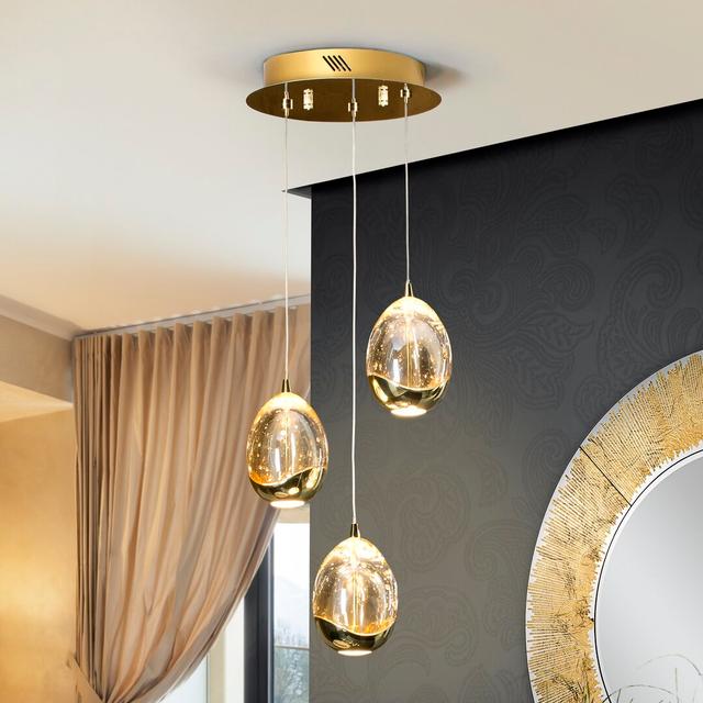 Neher 3 - Light Gold/Champagne LED Cluster Pendant Ebern Designs on Productcaster.