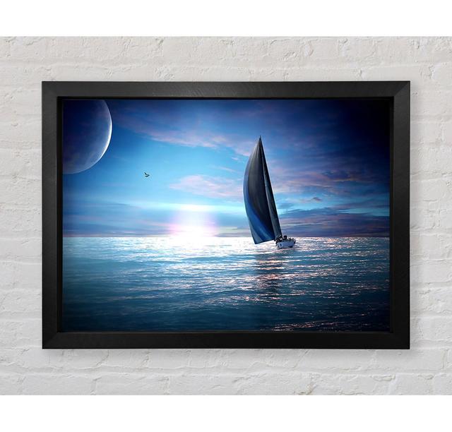 Sailing Boat In The Moonlit Ocean - Print Bright Star Size: 100cm H x 141.4cm W x 3.4cm D on Productcaster.