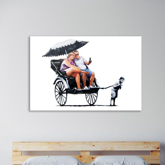 Rickshaw Kid by Banksy - Wrapped Canvas Graphic Art Print East Urban Home Size: 102cm H x 152cm W x 4cm D on Productcaster.