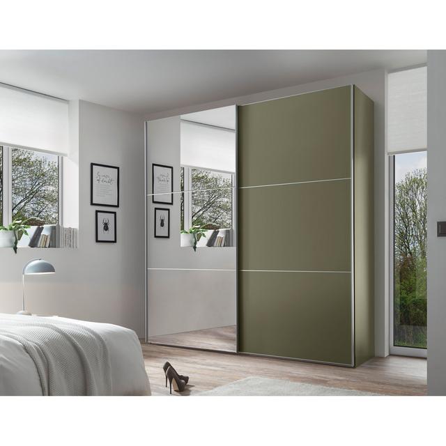 Schwebetürenschrank Includo Unifarben mit Spiegel 2-Türig Staud Innenausstattungs-Option: Premium, Größe: 222 cm H x 200 cm B x 68 cm T, Farbe: Dekor on Productcaster.