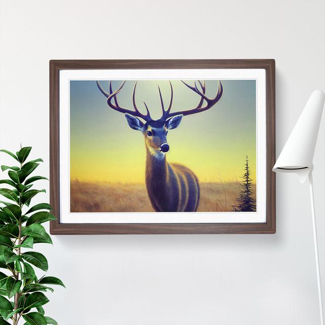 Stunning Stag Deer - Picture Frame Graphic Art Alpen Home Size: 25cm H x 34cm W x 2cm D, Frame Colour: Walnut on Productcaster.