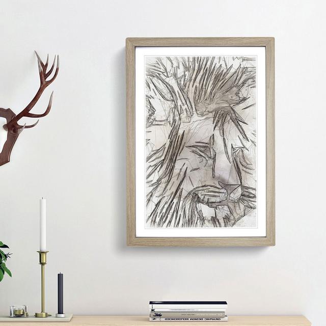 Abstract Lion Art - Picture Frame Graphic Art Print East Urban Home Frame Option: Oak Framed, Size: 48cm H x 36cm W x 2cm D on Productcaster.