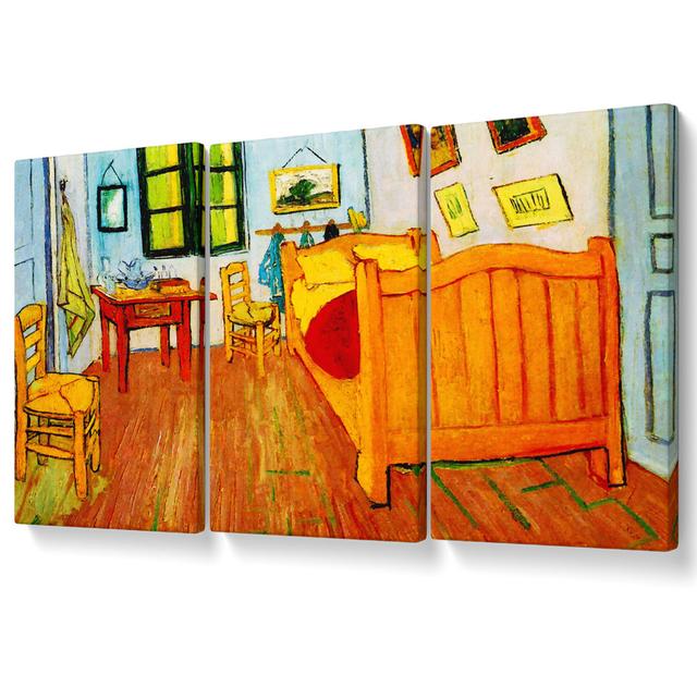 Room at Arles by Vincent Van Gogh - 3 Piece Wrapped Canvas Graphic Art Rosalind Wheeler Size: 81.3cm H x 163cm W on Productcaster.