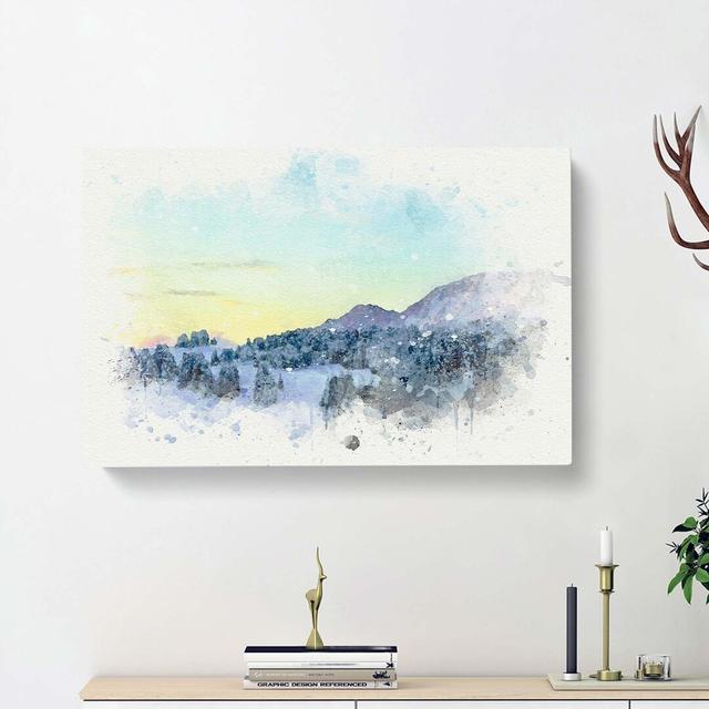 Mountain and Forest at Winter in Abstract - Wrapped Canvas Graphic Art Print East Urban Home Size: 40cm H x 60cm W x 3cm D on Productcaster.